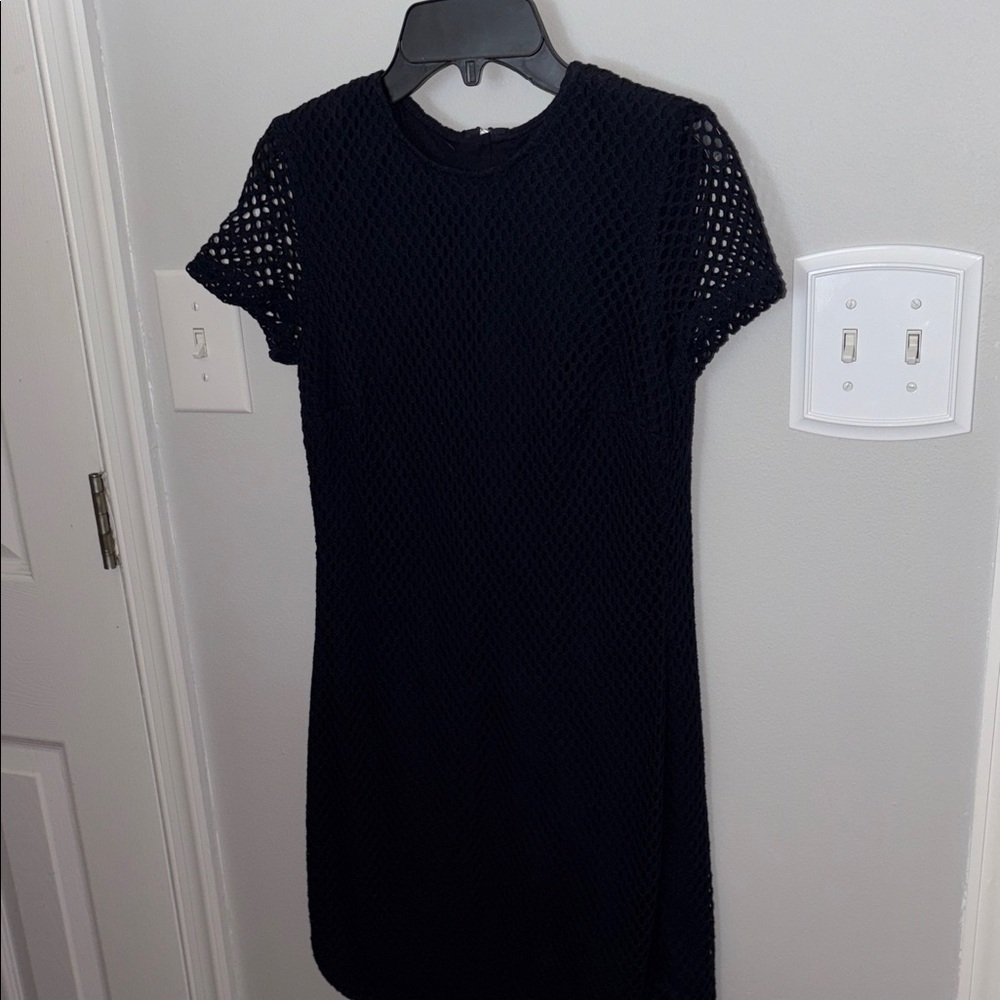 Banana Republic Navy Short-Sleeve Mesh Dress